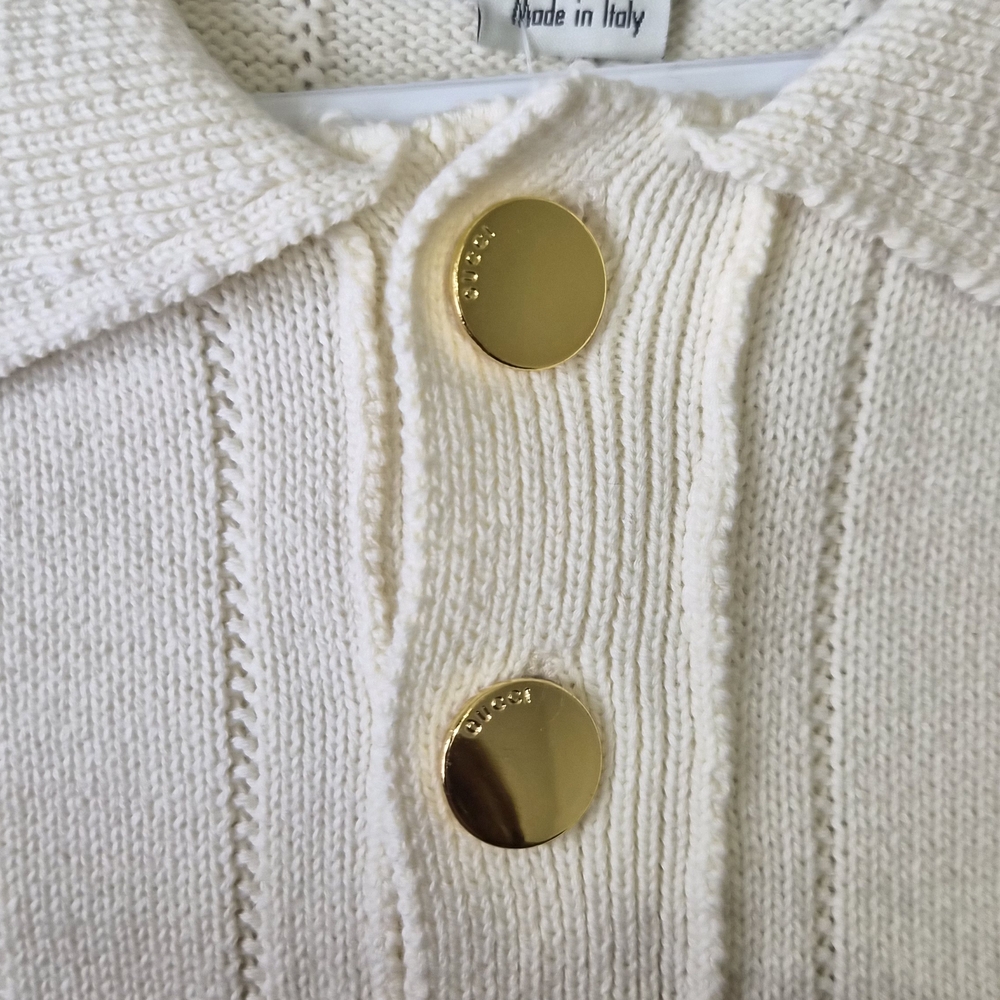Gucci White Polo with Burgundy-Trim Collar and Hem - Picture 6 of 7